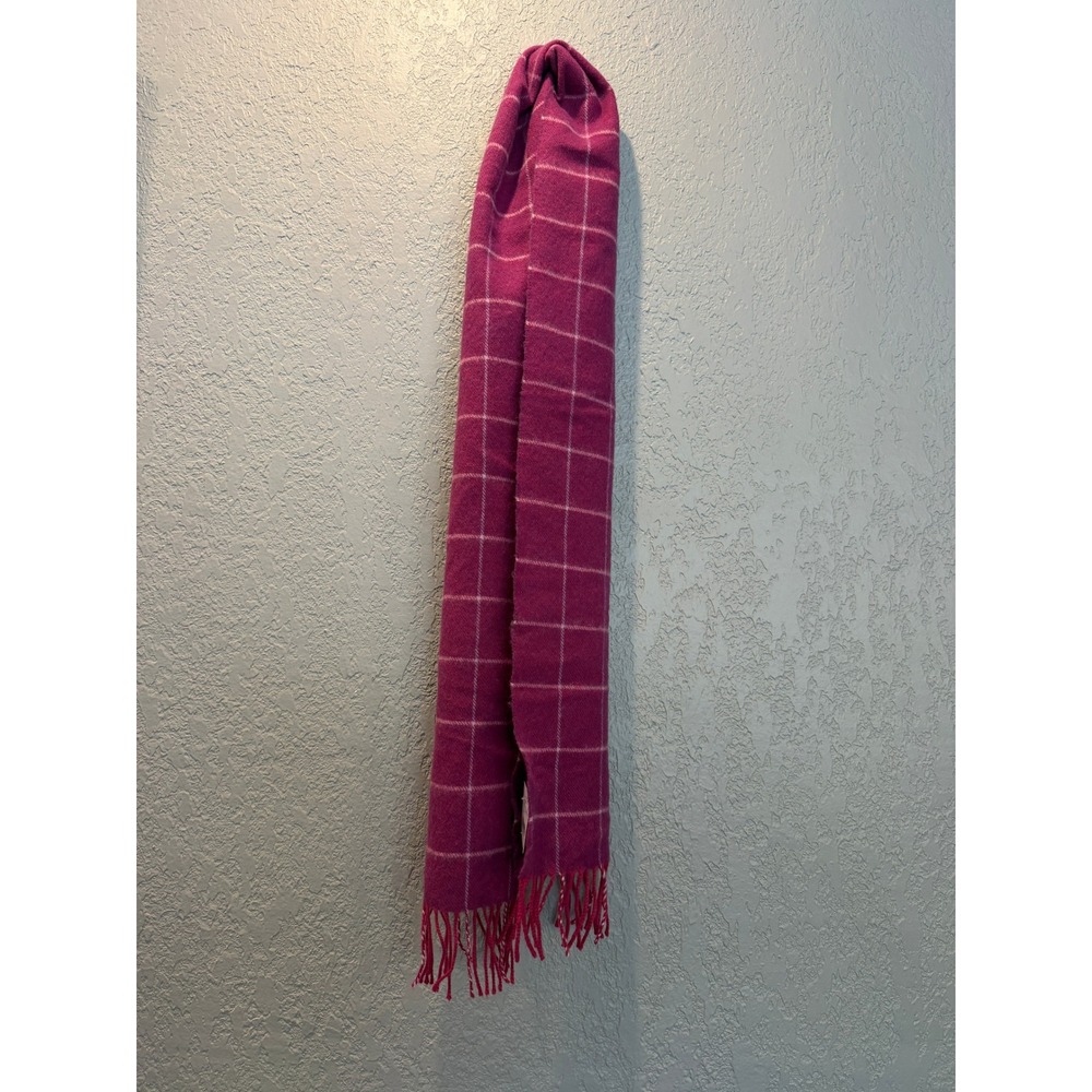 Tie Rack Magenta Pink Windowpane 100% Lambswool Scarf Made in Scotland NWT